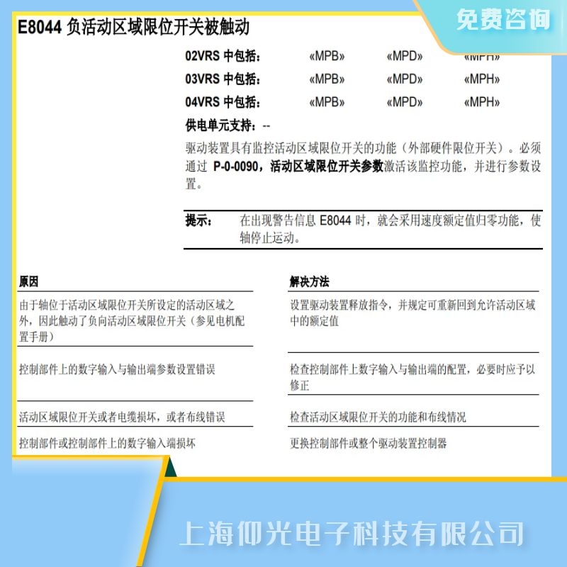 rexroth博世力士樂伺服驅動器報E8044故障維修